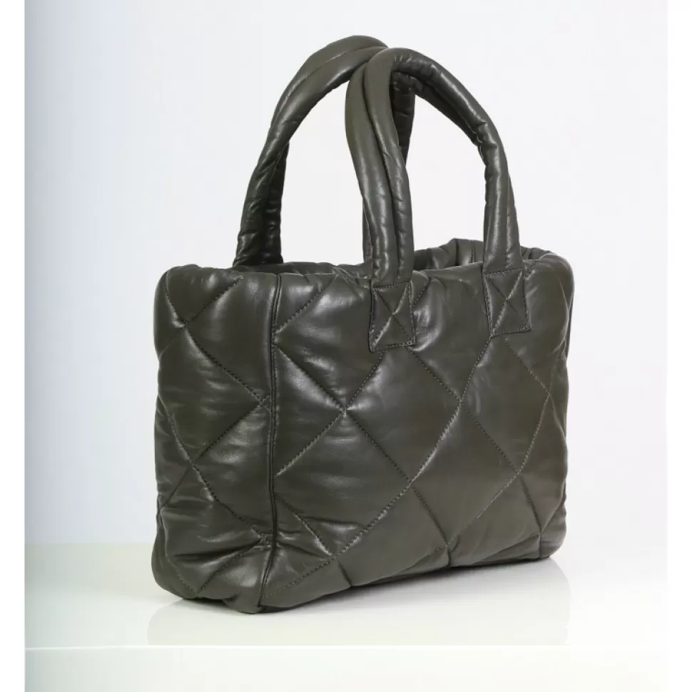 Women OAKWOOD Accessories*Except Khaki Fonce - Small Padded Genuine Leather Shopping Bag