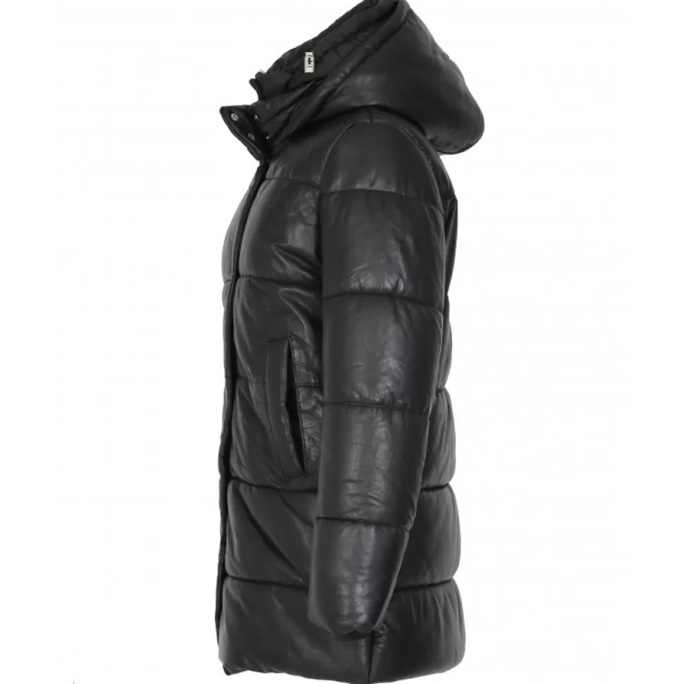 Women OAKWOOD Downjackets*Fancy Noir - Mid-Long Genuine Leather Down Jacket With Removable Hoods