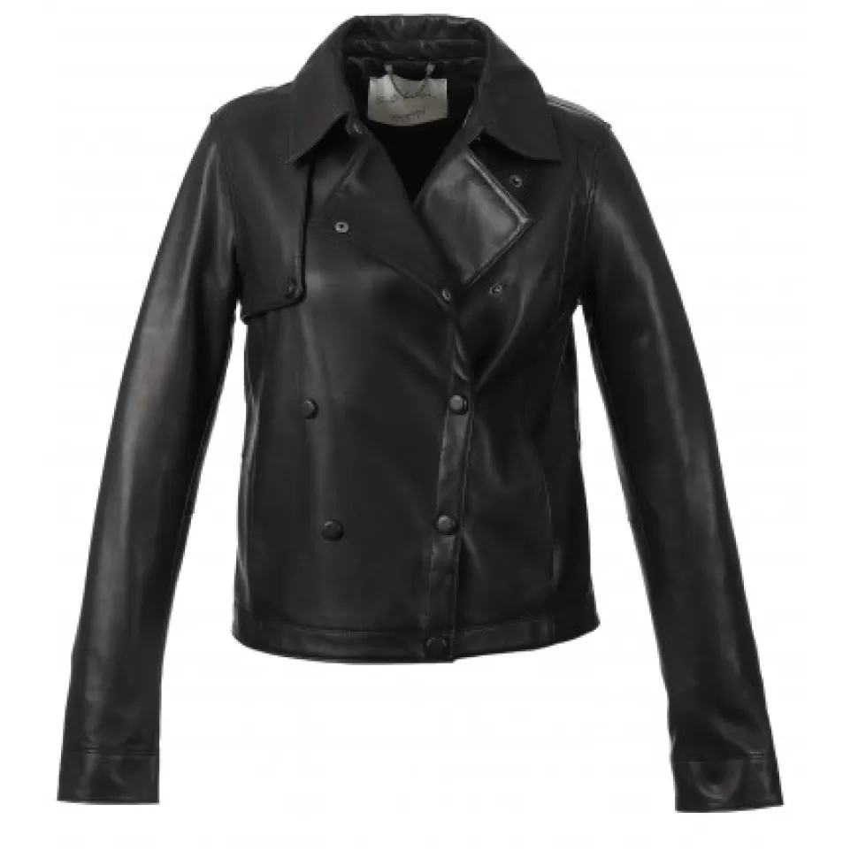 Women OAKWOOD Jackets*Harmony Black - Trench Inspirated Jacket With Asymmetrical Closure By Press Buttons