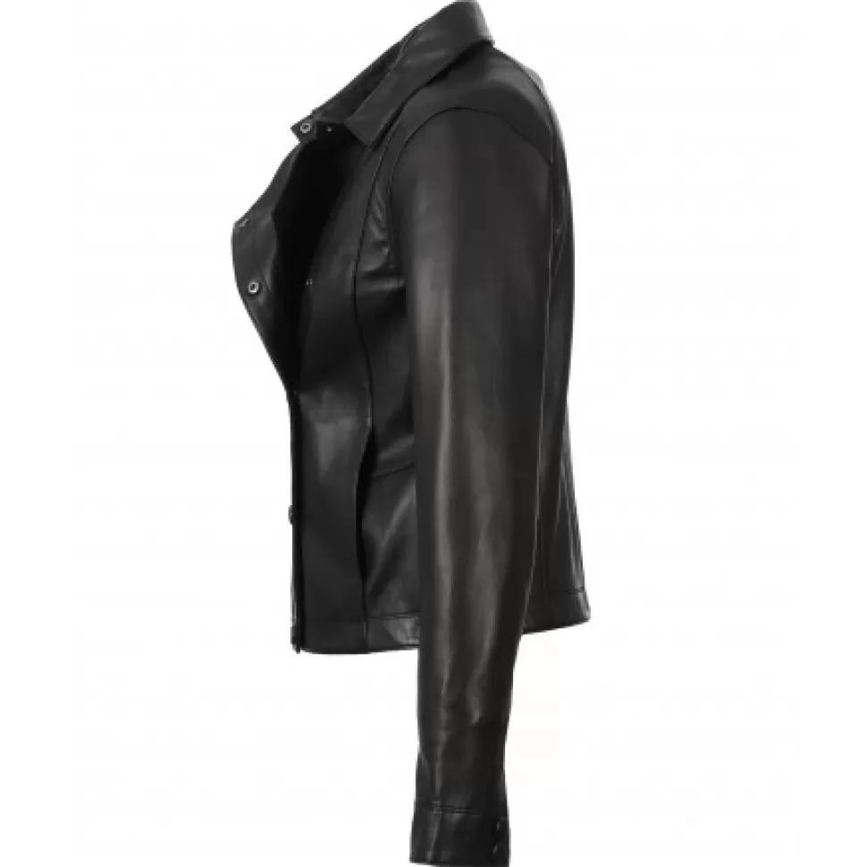 Women OAKWOOD Jackets*Harmony Black - Trench Inspirated Jacket With Asymmetrical Closure By Press Buttons