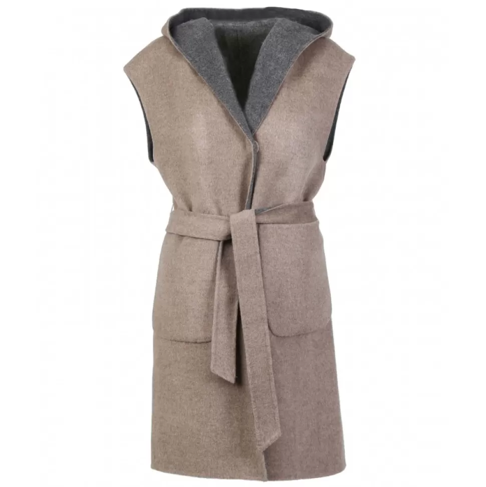 Women OAKWOOD Vests*Libertad Bicolor -Sleeveless Blended Wool Coat