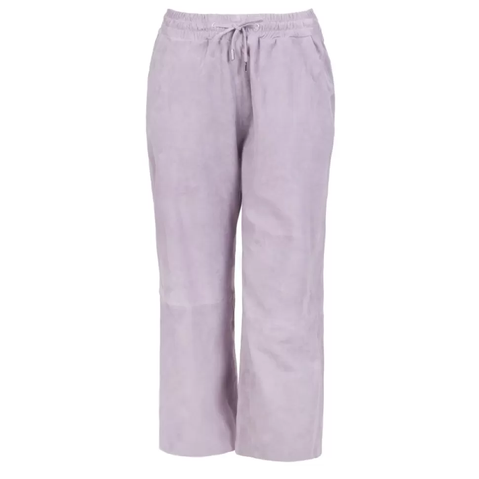 Women OAKWOOD Trousers*Loft Lilas - Pantalon Court En Cuir Veritable De Chevre Velours