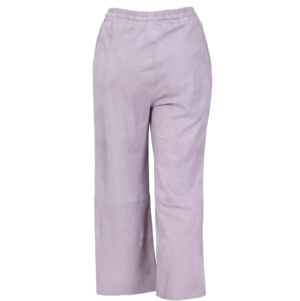 Women OAKWOOD Trousers*Loft Lilas - Pantalon Court En Cuir Veritable De Chevre Velours