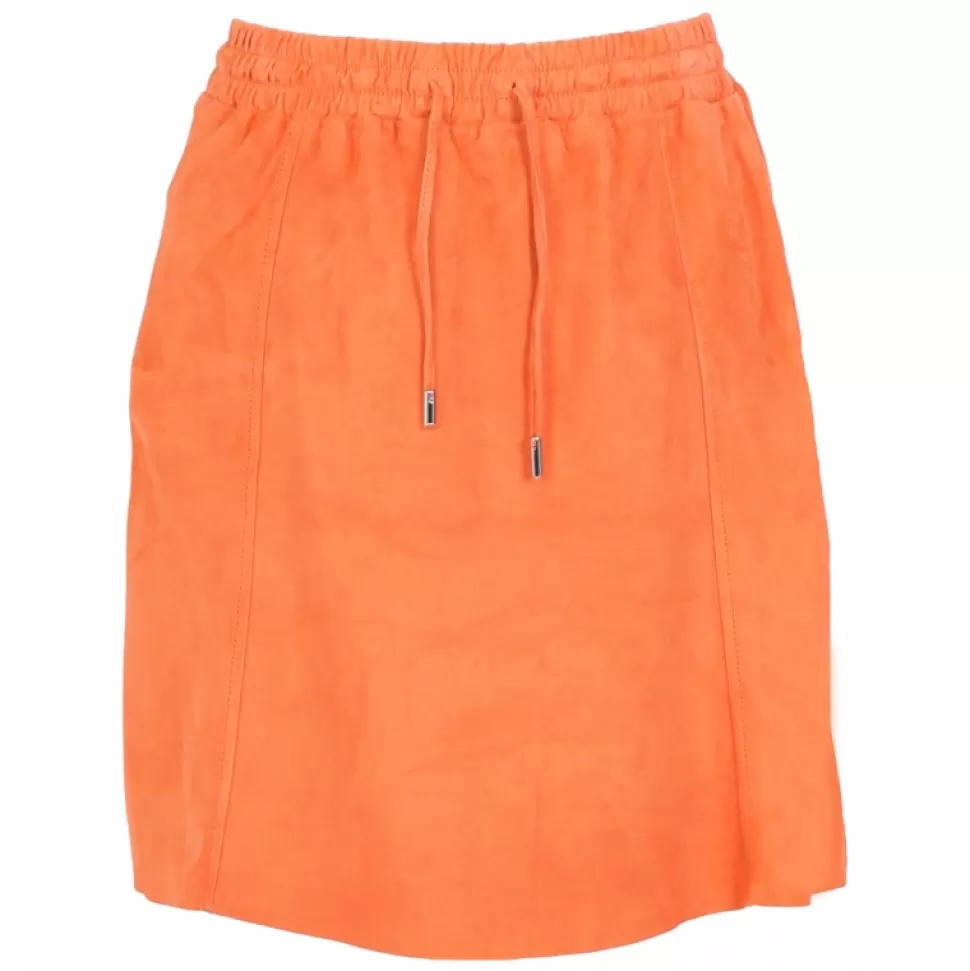 Women OAKWOOD Skirts And Shorts*Nina Coral - Genuine Goat Suede Leather Skirt