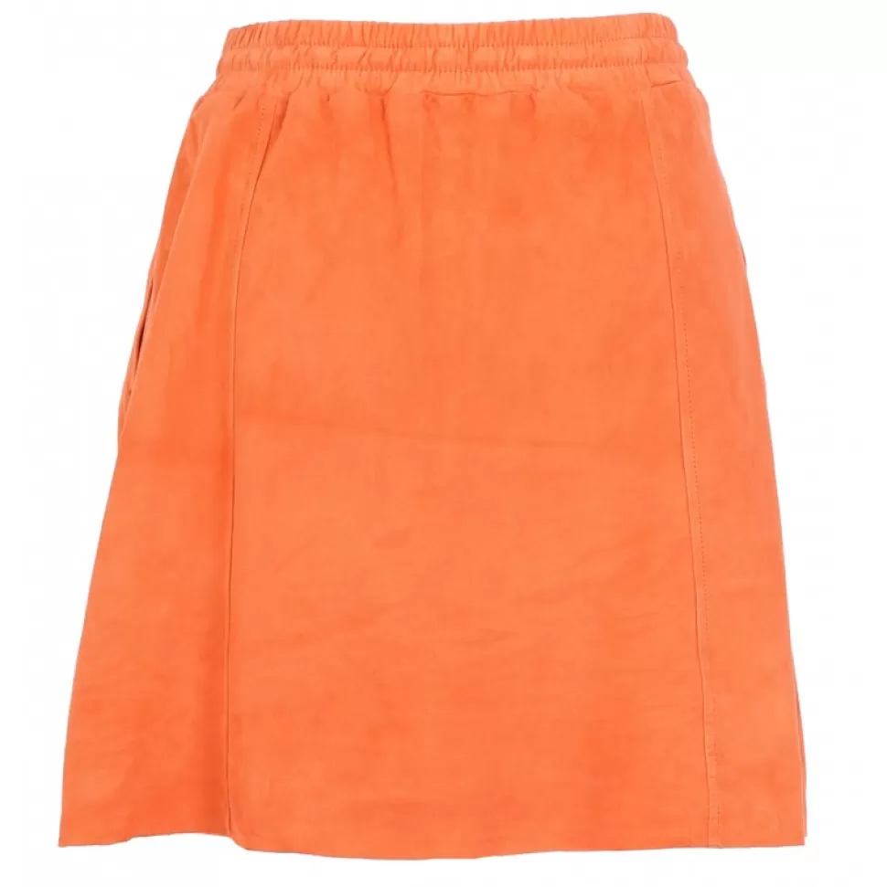 Women OAKWOOD Skirts And Shorts*Nina Coral - Genuine Goat Suede Leather Skirt