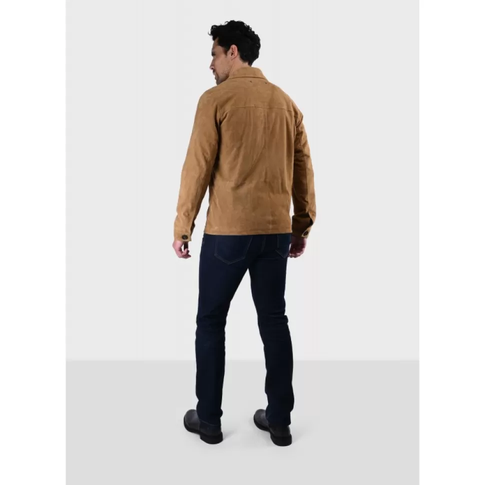 Men OAKWOOD Simple Jackets*Riccardo Tan - Genuine Goat Suede Leather Jacket With Shirt Collar