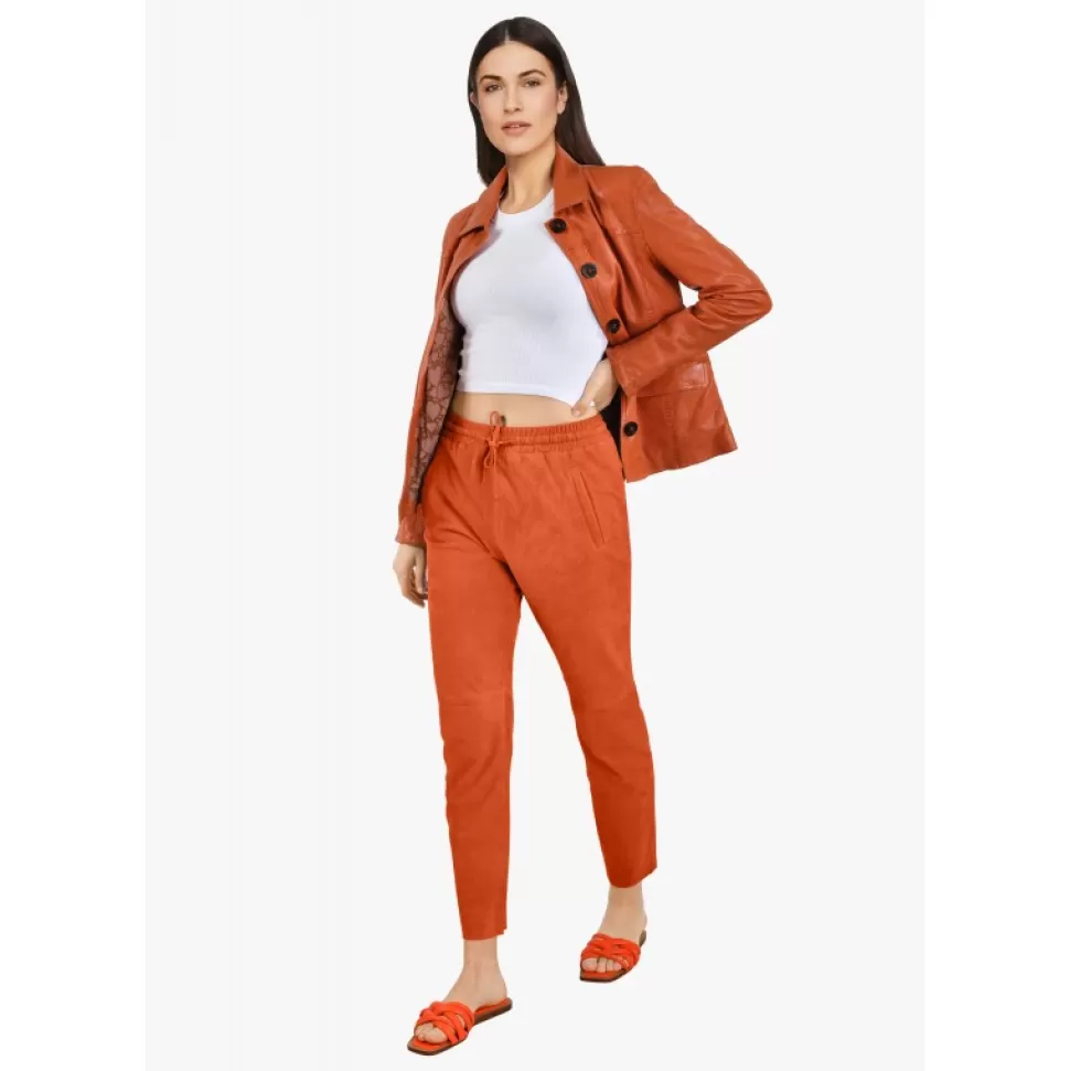 Women OAKWOOD Jackets*Romana Orange - Genuine Sheep Leather Jacket With Washed Effect