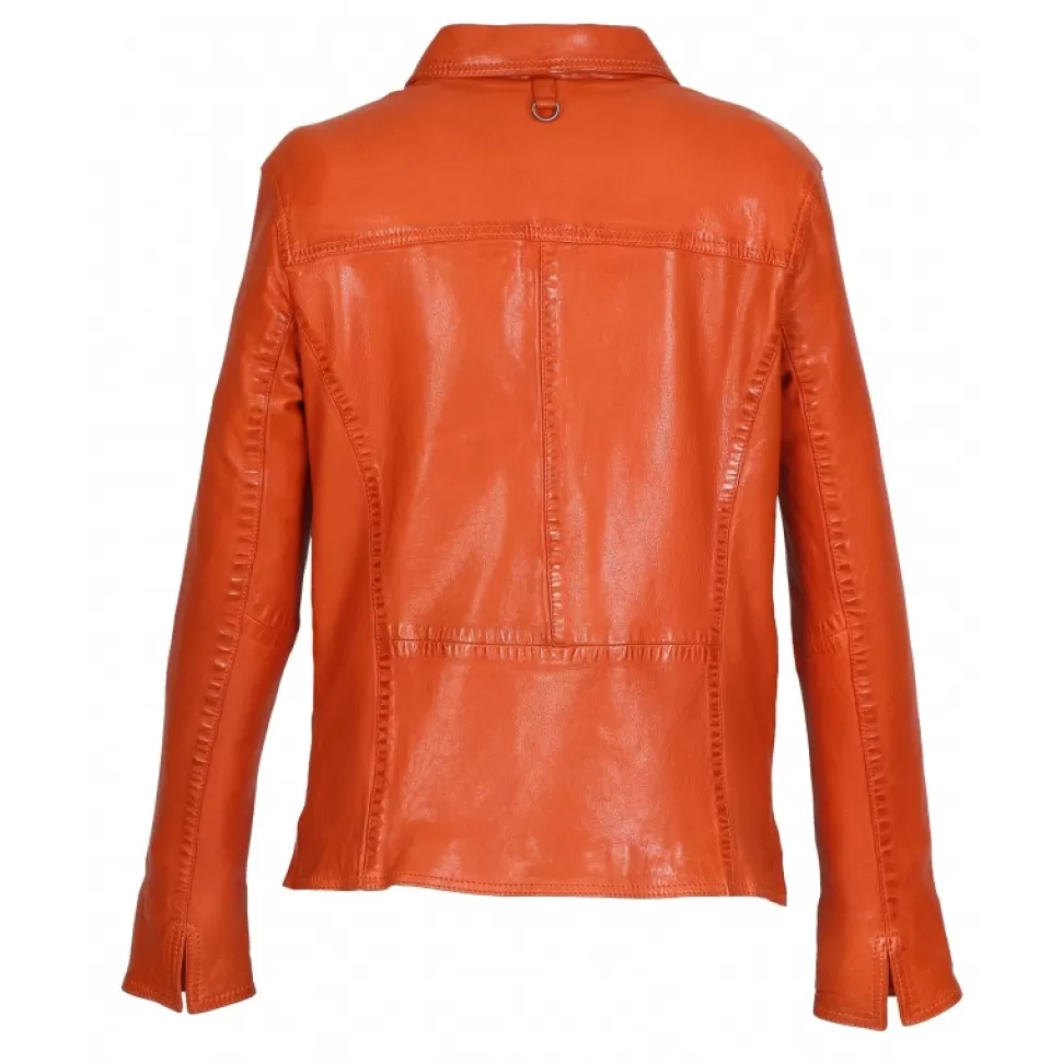 Women OAKWOOD Jackets*Romana Orange - Genuine Sheep Leather Jacket With Washed Effect