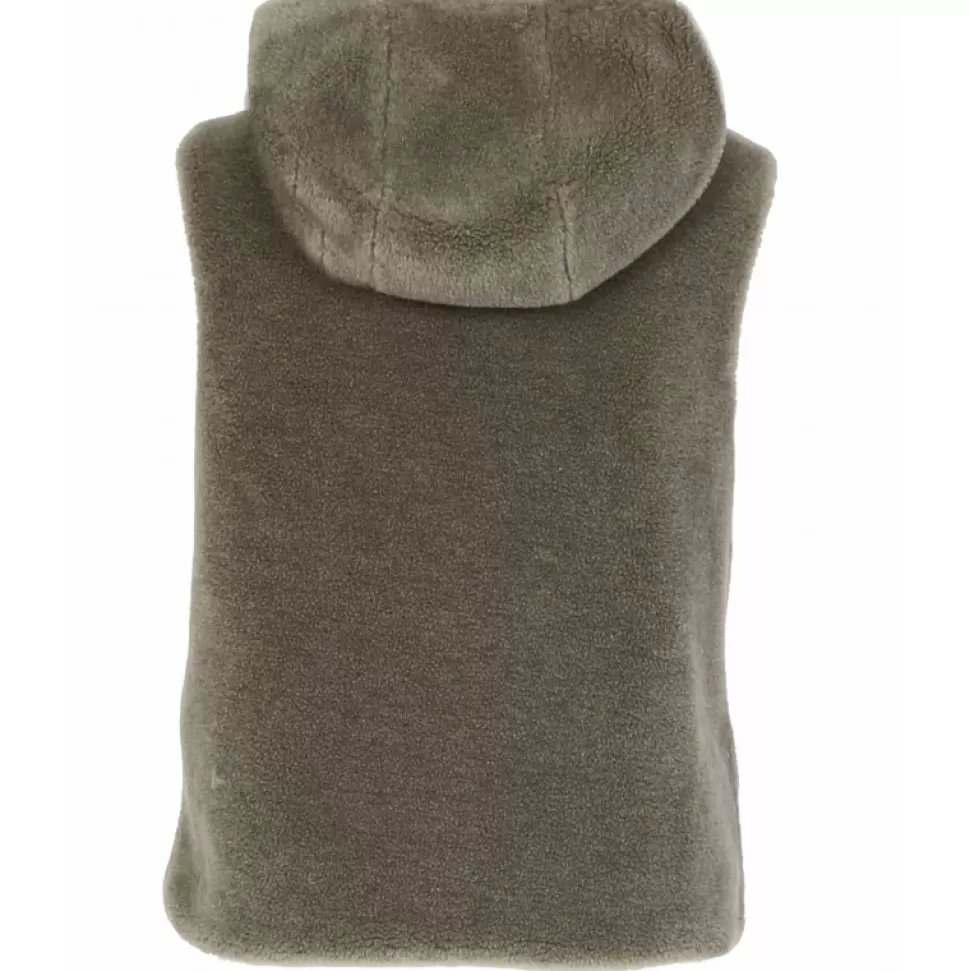 Women OAKWOOD Vests*Smiley Pale Green - Reversible Fake Fur 100% Wool / Nylon Gilet