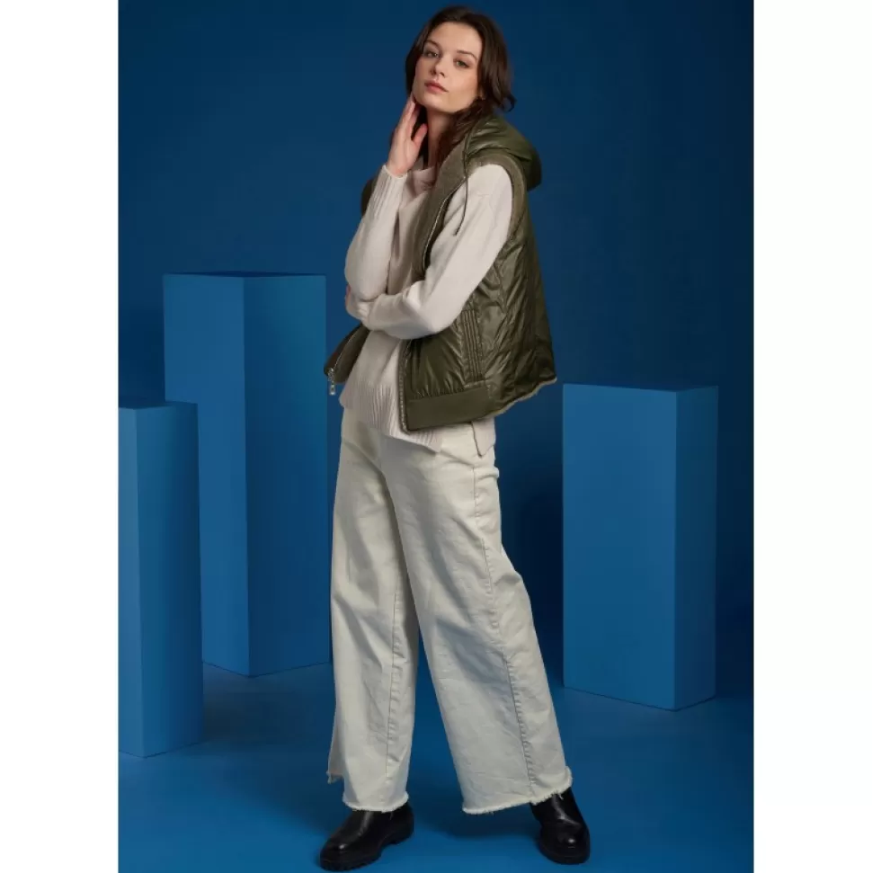 Women OAKWOOD Vests*Smiley Pale Green - Reversible Fake Fur 100% Wool / Nylon Gilet