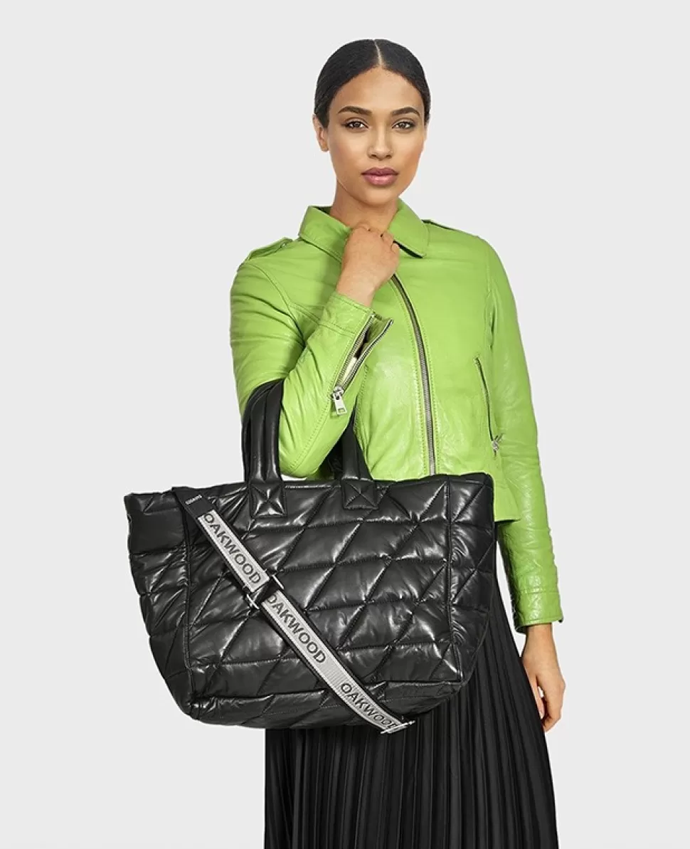 Women OAKWOOD Accessories*Sorolla Black - Padded Genuine Leather Shopping Bag